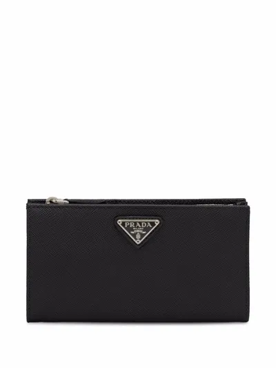 Prada Triangle Logo Wallet In Black