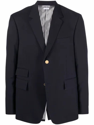 Thom Browne Single Vent Sport Coat - Fit 5 - In Wool Pique Suiting In Navy