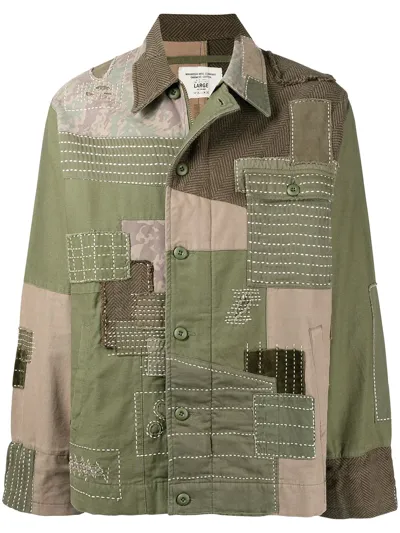 Maharishi Patchwork-detail Cotton Shirt In Green