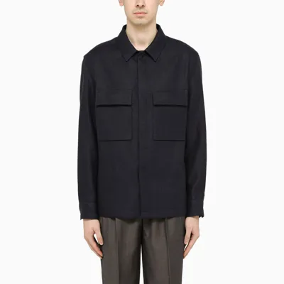 Ermenegildo Zegna Black Linen Cargo Shirt