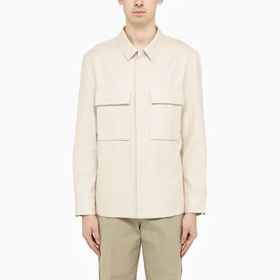 Ermenegildo Zegna White Linen Cargo Shirt In Neutral