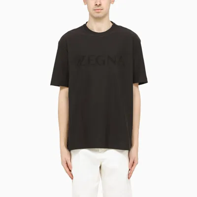 Ermenegildo Zegna Black Embroidered-logo T-shirt