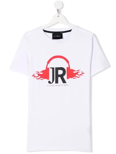 John Richmond Junior Kids' Flaming Headphones T-shirt In White