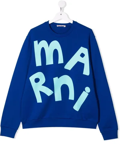 Marni Kids' Little Boy's & Boy's Logo Crewneck Sweater In Blue