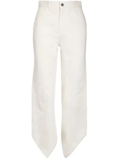 Loewe Wide-leg High-rise Cotton-twill Jeans In Ivory