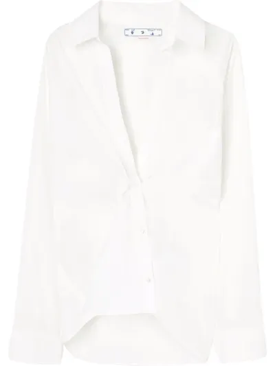 Off-white Poplin Wrapped Long-sleeve Shirt In White