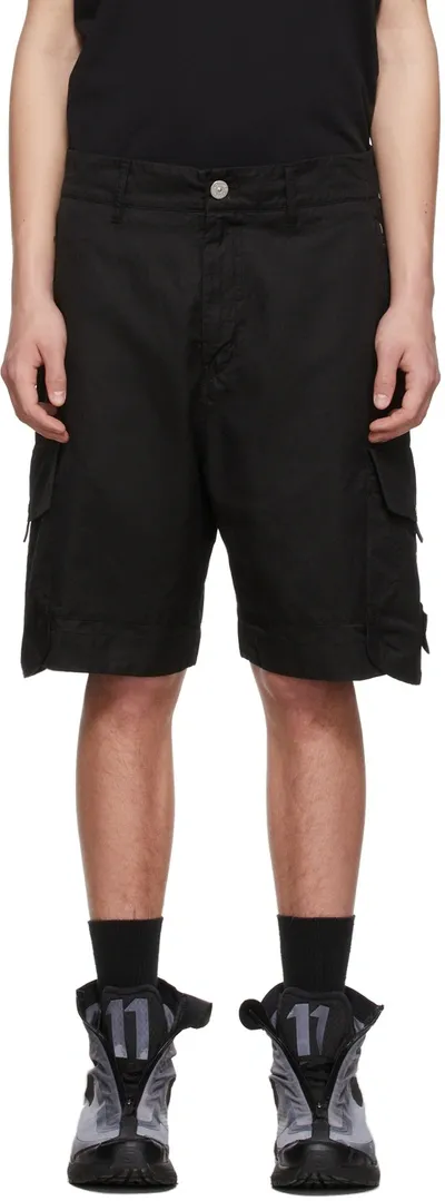 Stone Island Shadow Project Cargo Compass Patch Shorts In Black