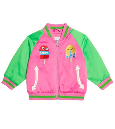 Stella Mccartney Babies' Colour-block Zipped Bomber Jacket In Pink