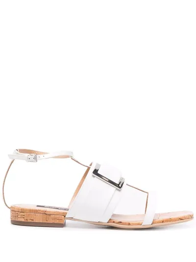 Sergio Rossi Sr Prince Leather Sandals In White