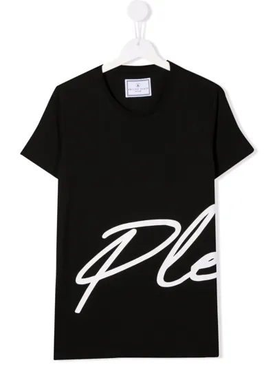 Philipp Plein Junior Kids' T-shirt Nera In Jersey Di Cotone In Nero Black