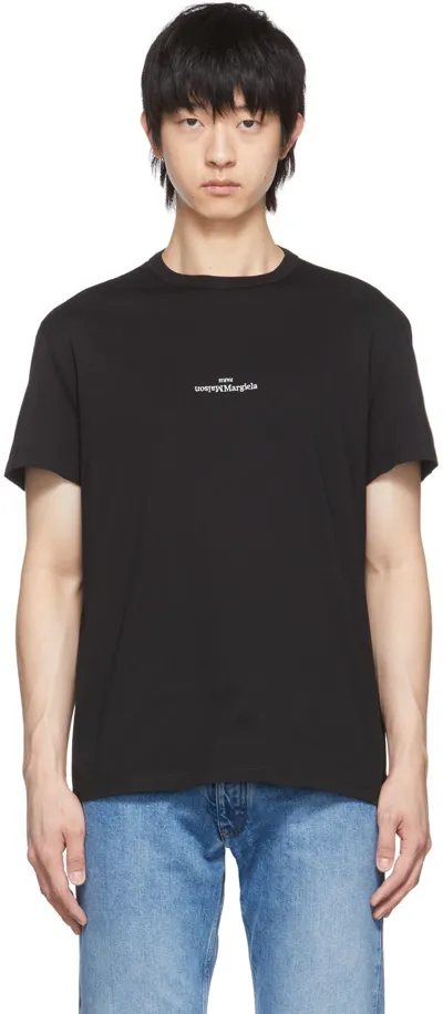 Maison Margiela Upside-down Logo Crew-neck T-shirt In Black White