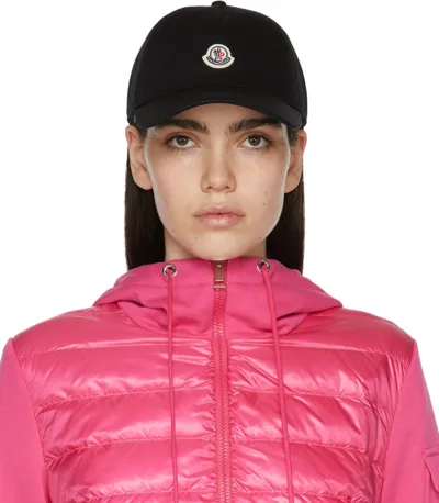 Moncler Black Cotton Baseball Cap In 999 Black