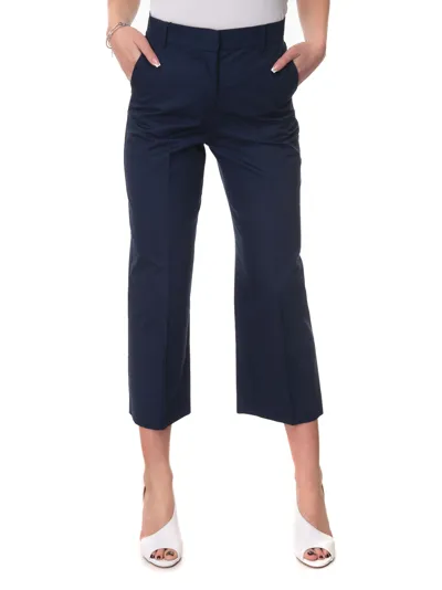 Max Mara Zircone Cropped Trousers Blue Cotton Woman