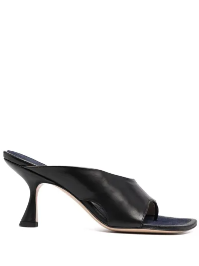 Wandler Black Julio 75 Cut-out Leather Mules