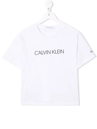 Calvin Klein Kids' Logo-print Cotton T-shirt In White