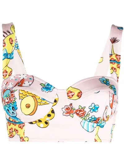 Moschino Illustration-print Bra Top In Rosa