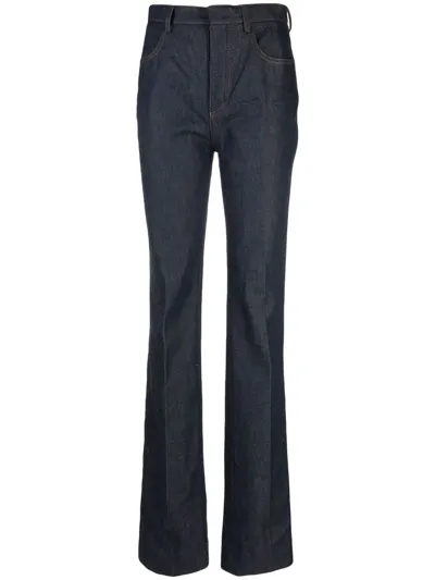 Saint Laurent Dark Blue High-waisted Bootcut Jeans