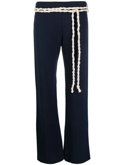 Rosie Assoulin Rope-detail Straight Trousers In Blau