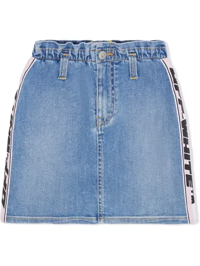 Off-white Logo Band Denim Skirt In Light Blue