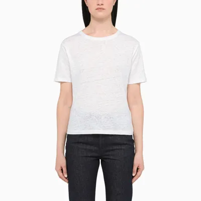 Vince White Linen Crewneck T-shirt