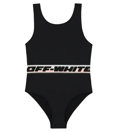 Off-white Kids' Logo Swimsuit In Black