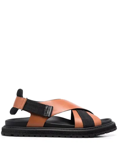 Premiata Crossover-strap Sandals In Brown