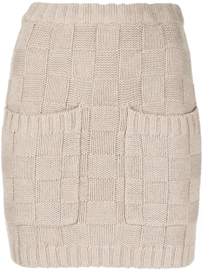 Staud Dunes Knit Mini Skirt In Beige