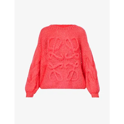 Loewe Anagram-embroidered Stretch-wool Blend Jumper In Pink