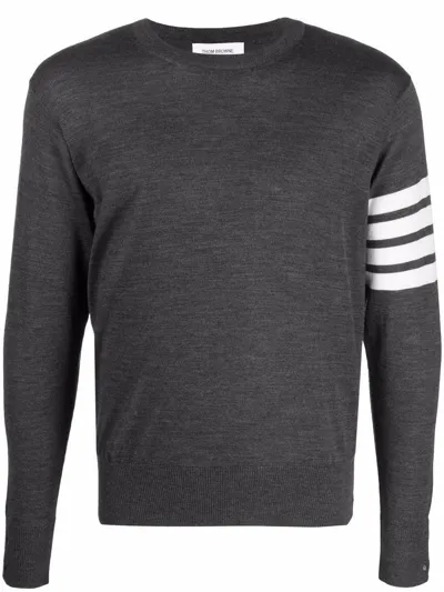 Thom Browne 4-bar Crew-neck Jumper In Grey