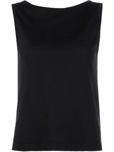 John Smedley Pointelle-trimmed Cotton Top In Schwarz