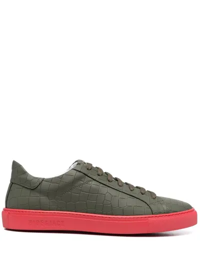 Hide & Jack Crocodile-embossed Leather Sneakers In Grün