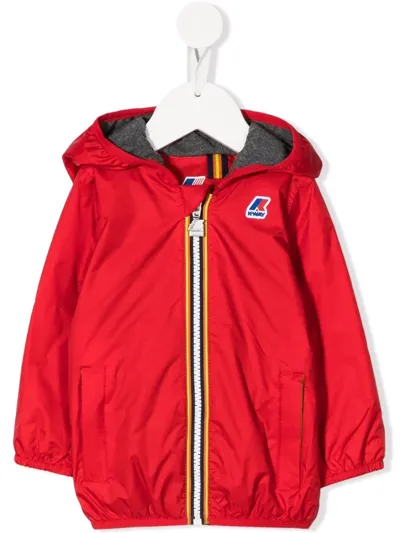 K-way Babies' Chest Logo-print Bomber Jacket In Red