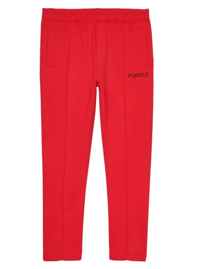 Purple Brand Seamed Stretch Track Pants In Solid Red