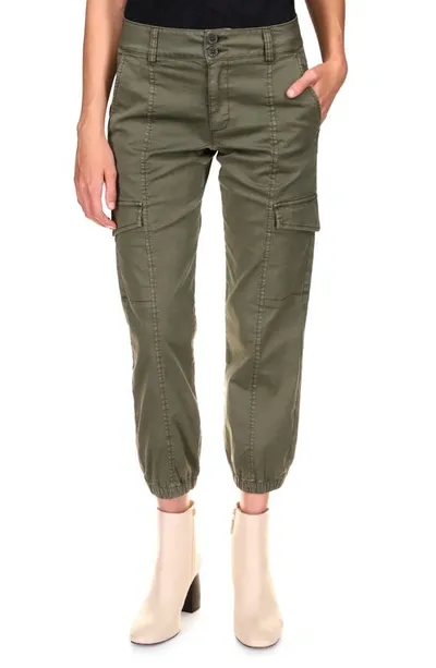 Sanctuary Rebel Crop Stretch Cotton Pants In Hiker Green