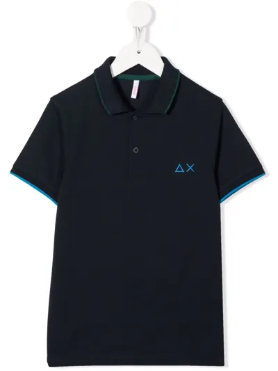 Sun 68 Kids' Embroidered-logo Short-sleeved Polo Shirt In Blue