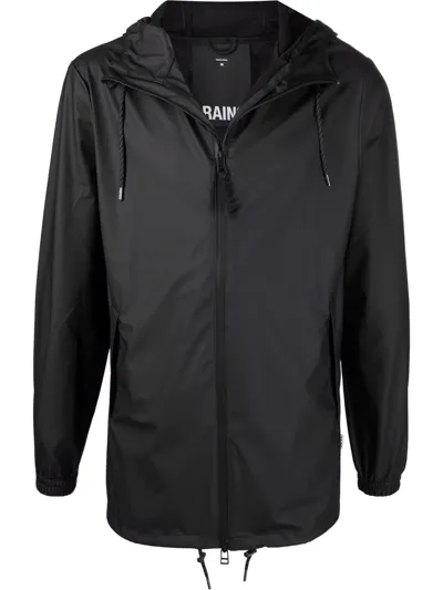 Rains Drawstring Hooded Jacket In Black