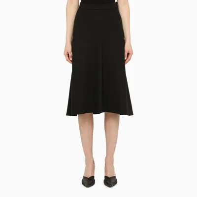 Balenciaga Black Midi Skirt In Wool