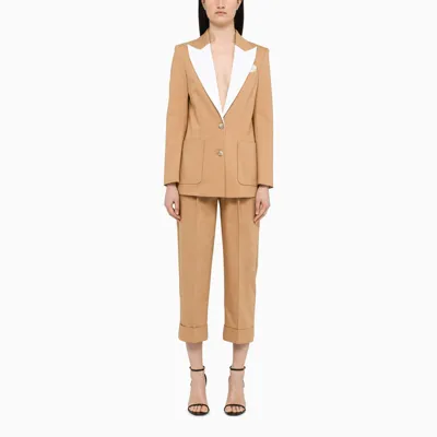 Hebe Studio Nude And Cream Boyfriend Suits In Beige