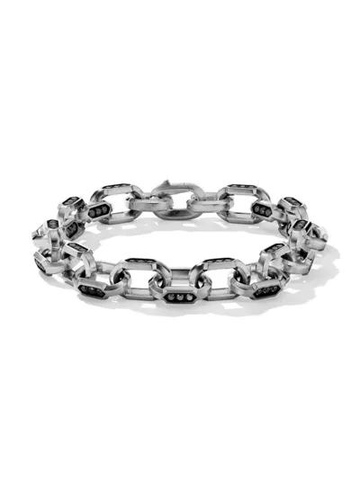 David Yurman 9.5mm Silver Black Diamond Hex Bracelet