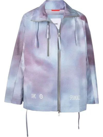 Oamc Tie-dye Zip-up Lightweight Jacket In Blau