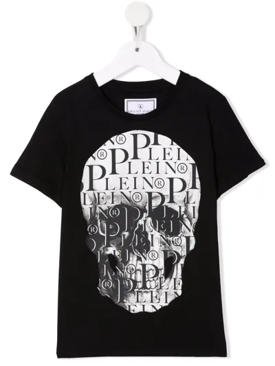 Philipp Plein Junior Kids' Skull-print Cotton T-shirt In Black