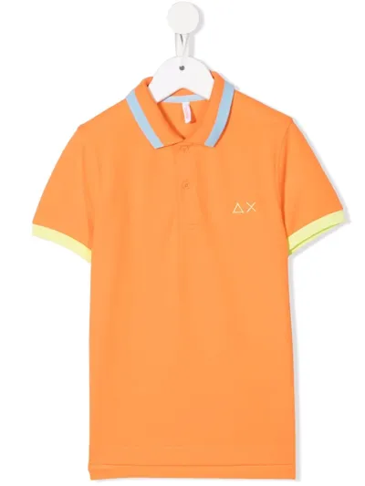 Sun 68 Kids' Striped-trim Polo Shirt In Orange