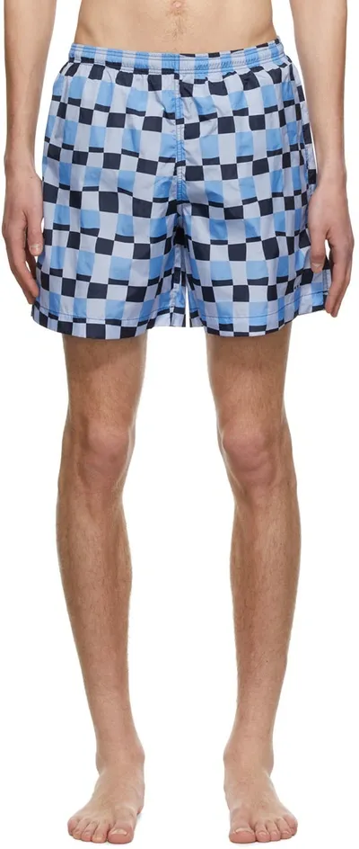 Marni Geometric-print Swim Shorts In Powder Blue