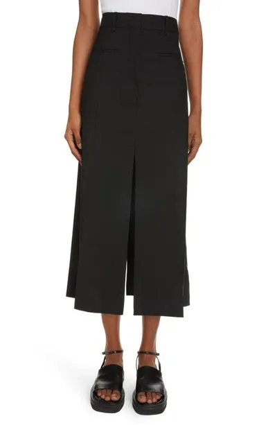 Victoria Beckham Tailored Wool Midi Skirt In Black