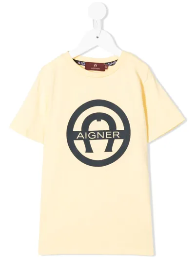 Aigner Kids' Logo-print T-shirt In Yellow