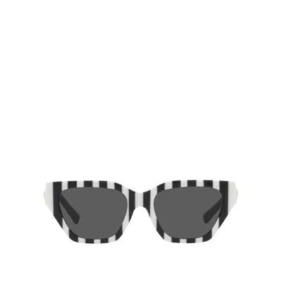 Valentino Va4110 Stripes Black White Female Sunglasses