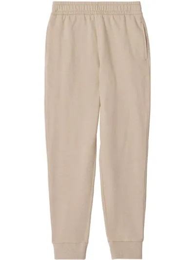 Burberry Embroidered Logo Track Pants In Neutrals