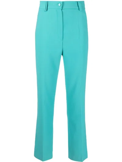 Hebe Studio High-waisted Straight-leg Trousers In Blau