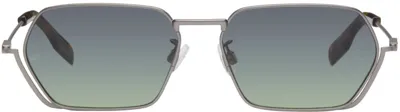 Mcq By Alexander Mcqueen Grey Hexagonal Sunglasses In 004 Ruthenium