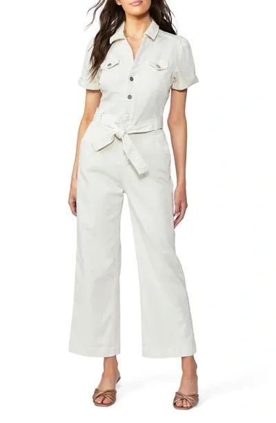 Paige Anessa V-neck Stretch Cotton-blend Jumpsuit In Quartz Sand